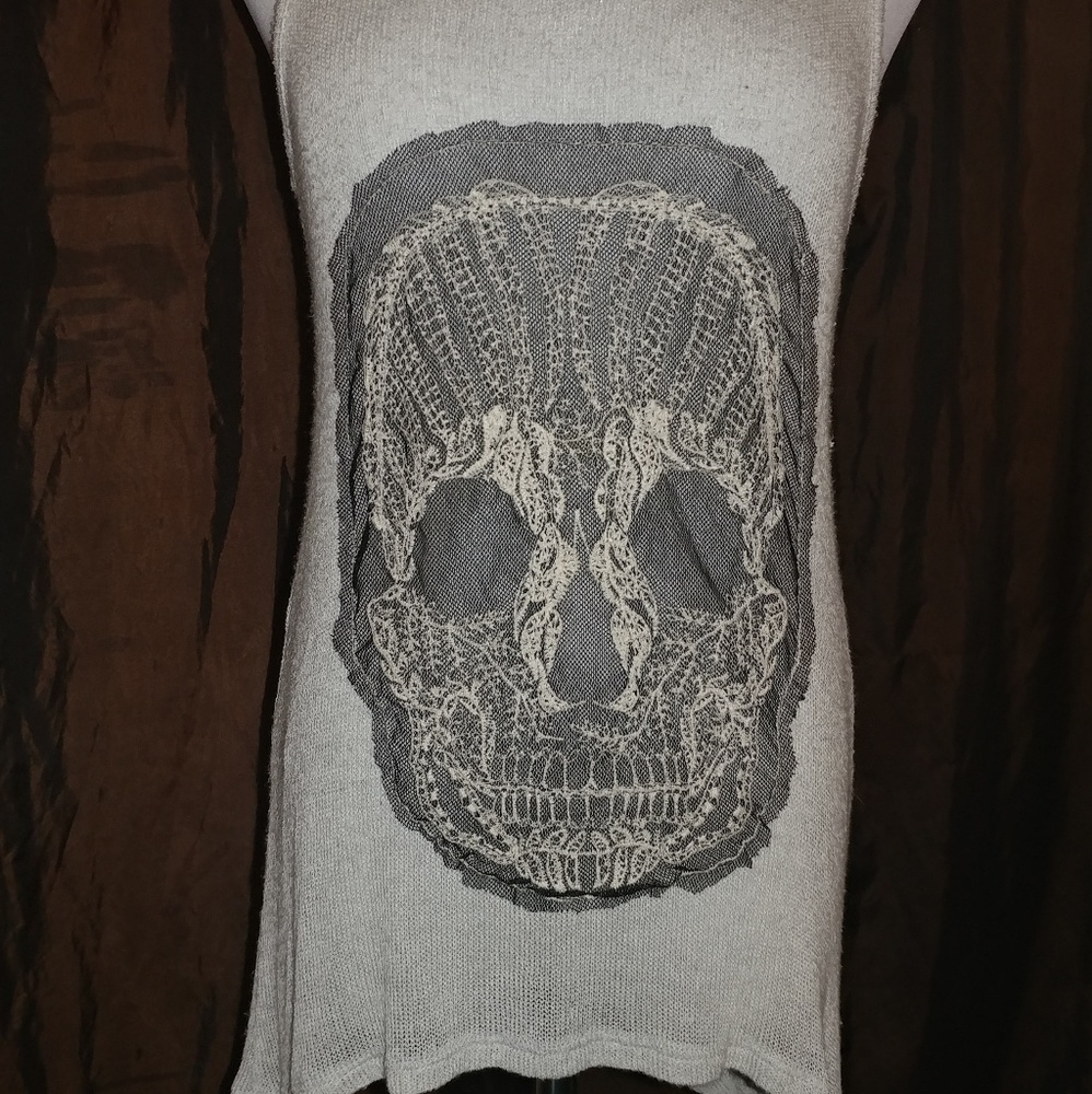 Moon Collection Off-White Knit Skull Tank Top